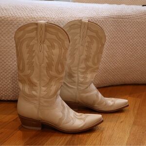 Lucchese Cream Heeled Western Boots